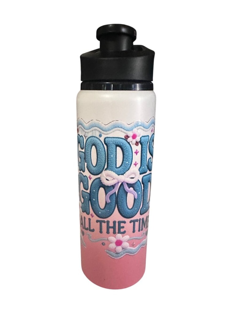 24 fl oz aluminum water bottle God is good all the time UTDTF